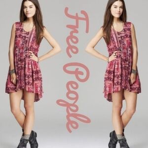 Free People Take Me To Thailand Boho Tribal Print Chemise Mini Dress Size S